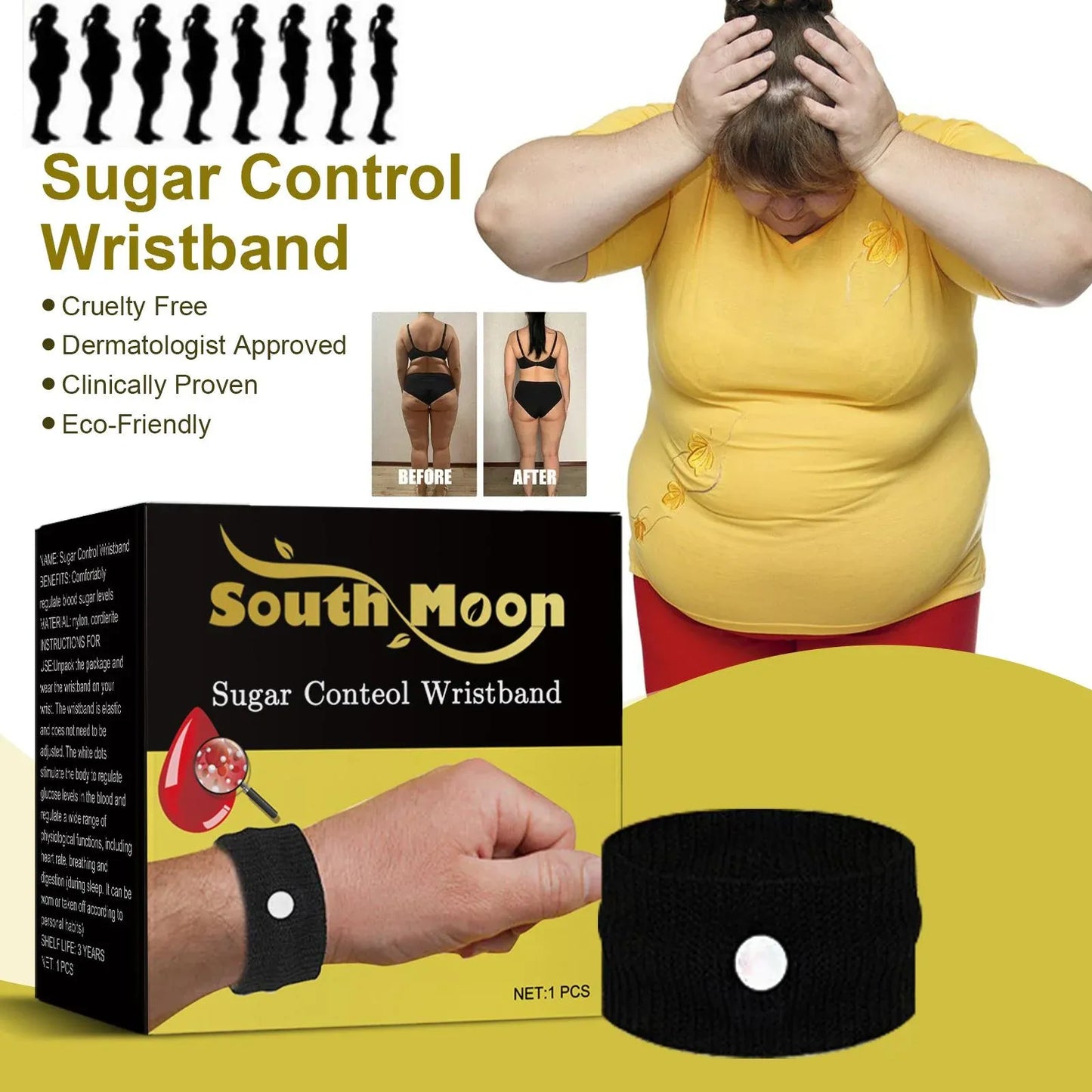 Sugar Control Wristband  | Buy 1 get 1 Free (2 Pcs)| (Black Color) 40%OFF